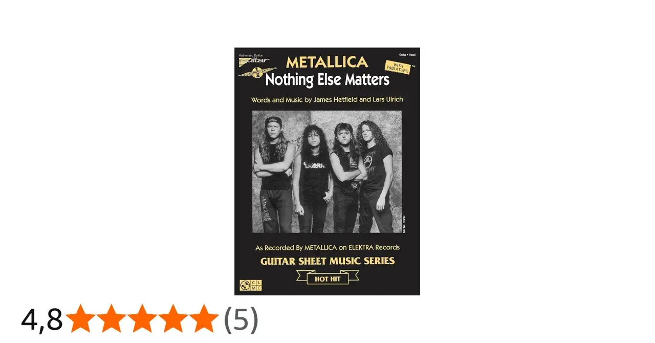 Okładka nut gitarowych z zespołem Metallica i tekstem "Nothing Else Matters".