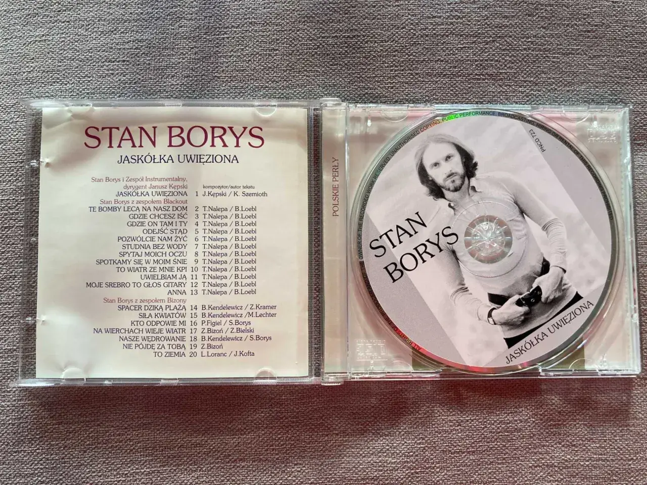 Stan Borys, "Jaskółka uwięziona" - okładka płyty CD z listą utworów i zdjęciem artysty.